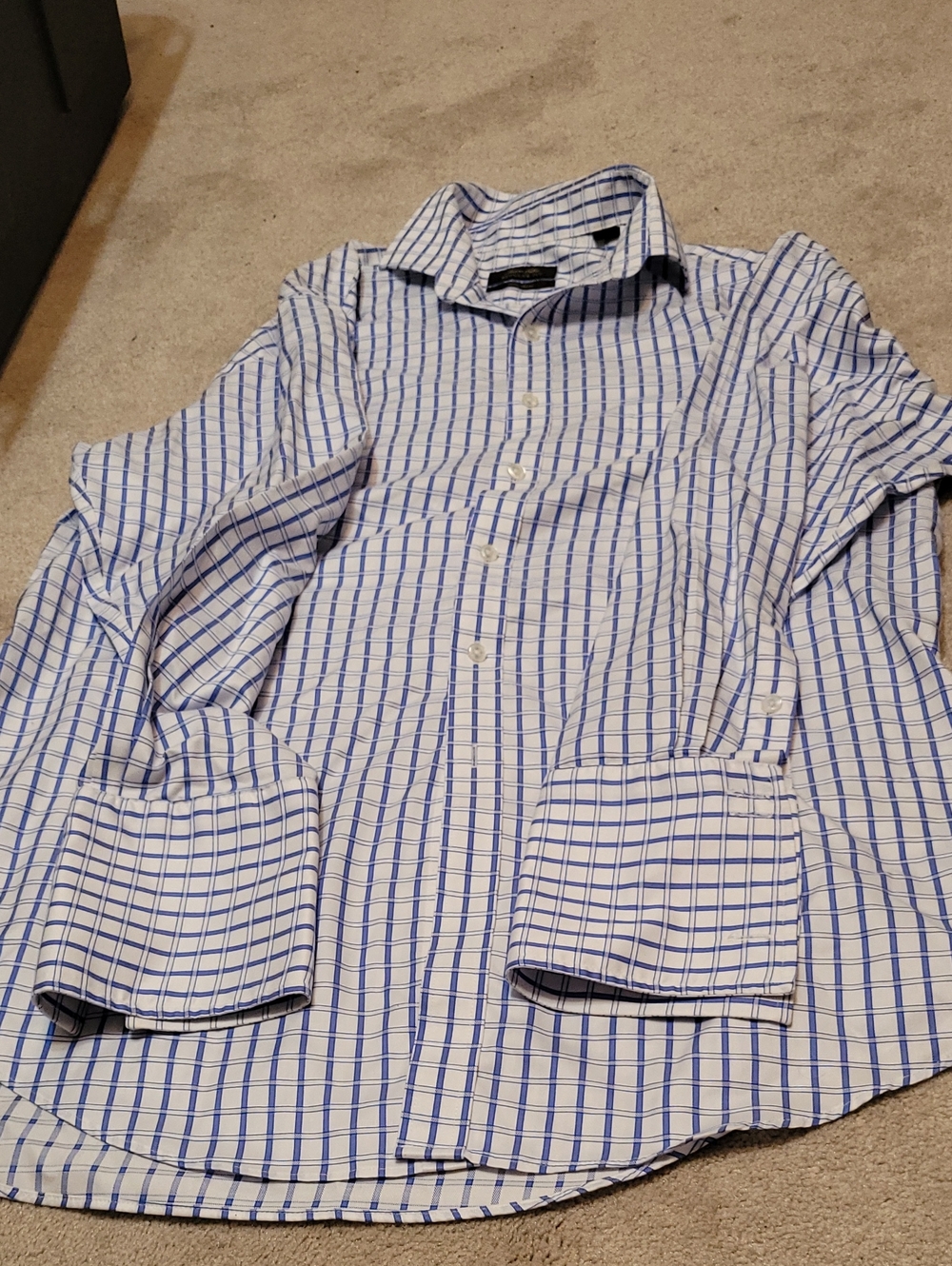Tasso Elba Blue and White Windowpane Dress Shirt
